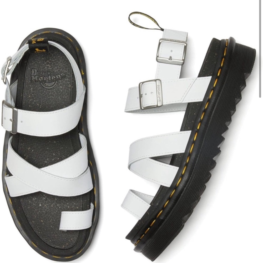 Dr Martens Avry Ankle Strap White Sandals